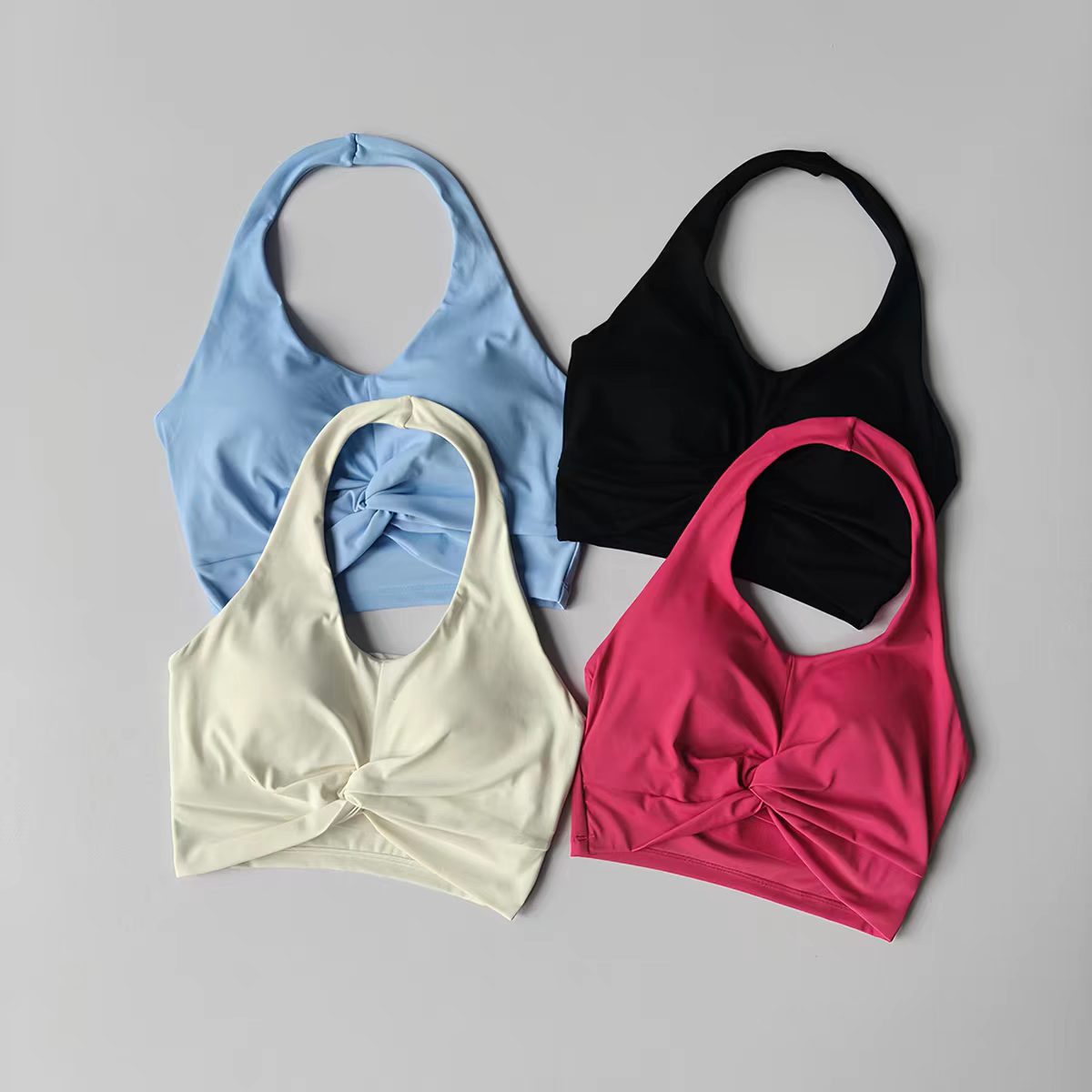 Push Up Bra Padded - เสื้อชั้นในกีฬาแบบผูกคอสำหรับผู้หญิง แบบดันทรง มีฟองน้ำในตัว ซับแรงกระแทก สายไขว้หลัง เหมาะสำหรับโยคะ