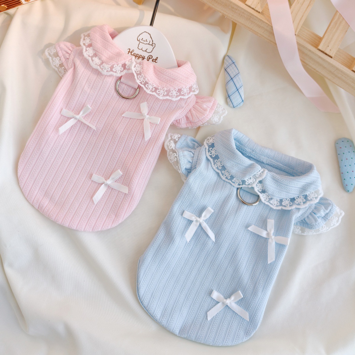 Lace Teddy Lingerie - เสื้อกั๊กผูกโบว์ลายลูกไม้สำหรับสัตว์เลี้ยง สามารถสวมใส่ได้กับสุนัขพันธุ์เท็ดดี้ ยอร์คเชียร์ เสื้อยืดสำหรับสัตว์เลี้ยง เสื้อผ้าสุนัขสำหรับสุนัขพันธุ์เล็ก เสื้อผ้าลูกสุนัข