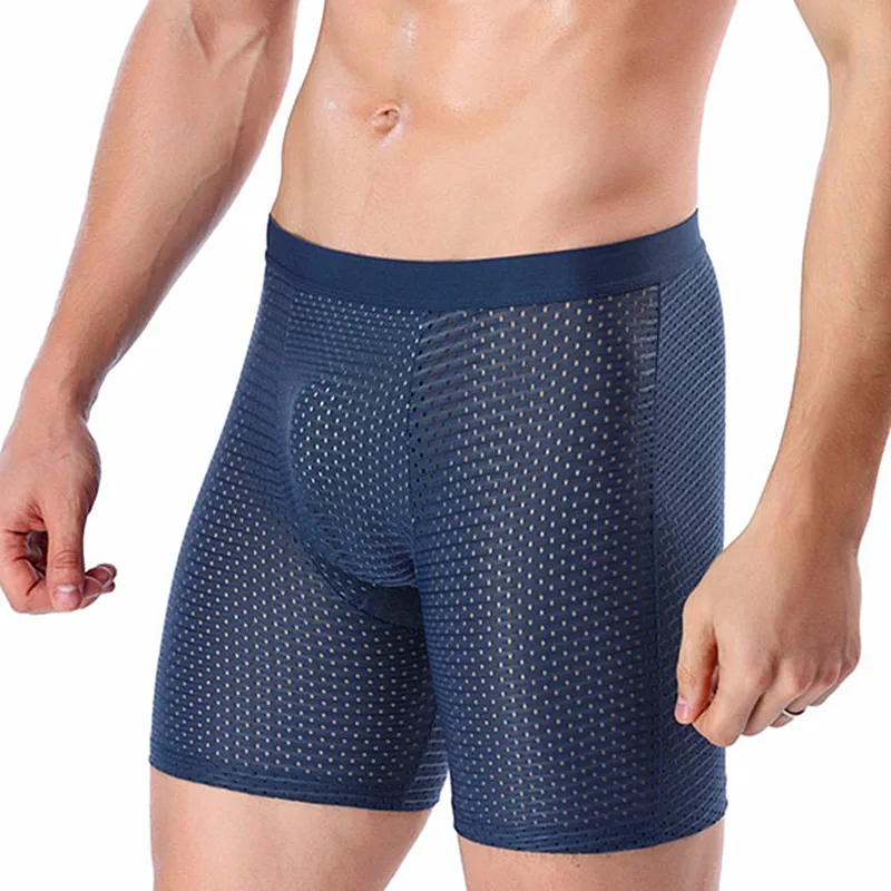 Boyshort Underwear - 2025 กางเกงบ็อกเซอร์ชายผ้าไหมน้ําแข็งกางเกงขาสั้นกางเกงชายขนาดใหญ่ผู้ชายกางเกงตาข่ายBreathableยาวสําหรับบุรุษชุดชั้นใน