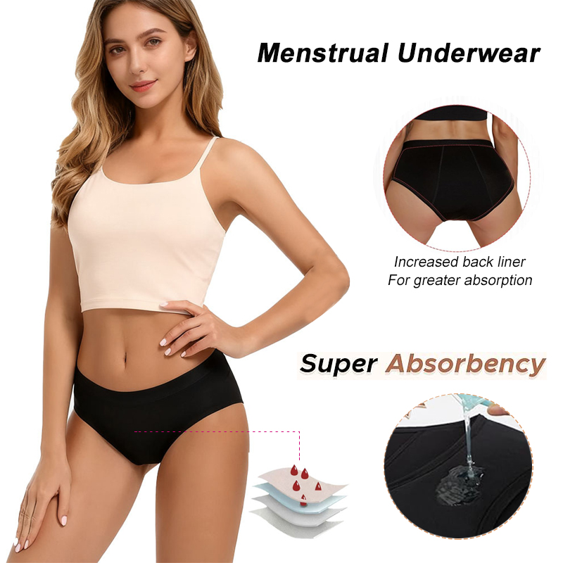 Period Panty Absorbent - กางเกงในประจำเดือนแบบซึมซับมาก 4 ชั้น ป้องกันการรั่วซึม ผ้าฝ้าย สำหรับเด็กผู้หญิง