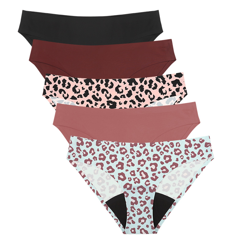 Period Panty Absorbent - สไตล์ใหม่เสือดาวผู้หญิงระบายอากาศได้ดีประจำเดือน 4 ชั้นป้องกันการรั่วซึม 35ML ดูดซับไม่มีรอยต่อ กางเกงในแบบใช้ซ้ำได้