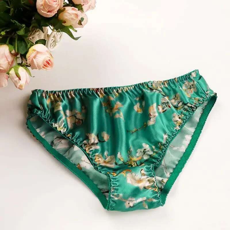 Boyshort Underwear - กางเกงในชายลายดอกไม้ฤดูร้อนผ้าไหมน้ำแข็งแบบซีทรู ไซส์ใหญ่ เซ็กซี่ เอวกลาง
