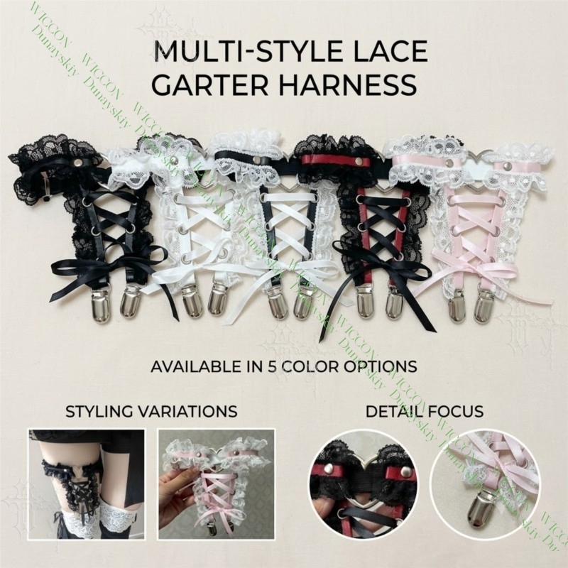 สายรัดขาแบบริบบิ้นประดับลูกไม้ - Garter Belt Set บทวิจารณ์และราคา