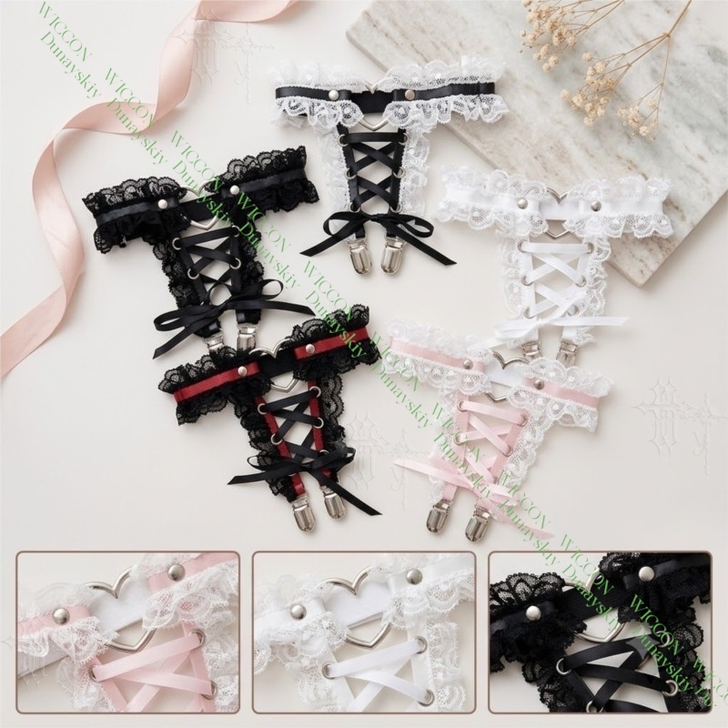 สายรัดขาแบบริบบิ้นประดับลูกไม้ - Garter Belt Set บทวิจารณ์และราคา