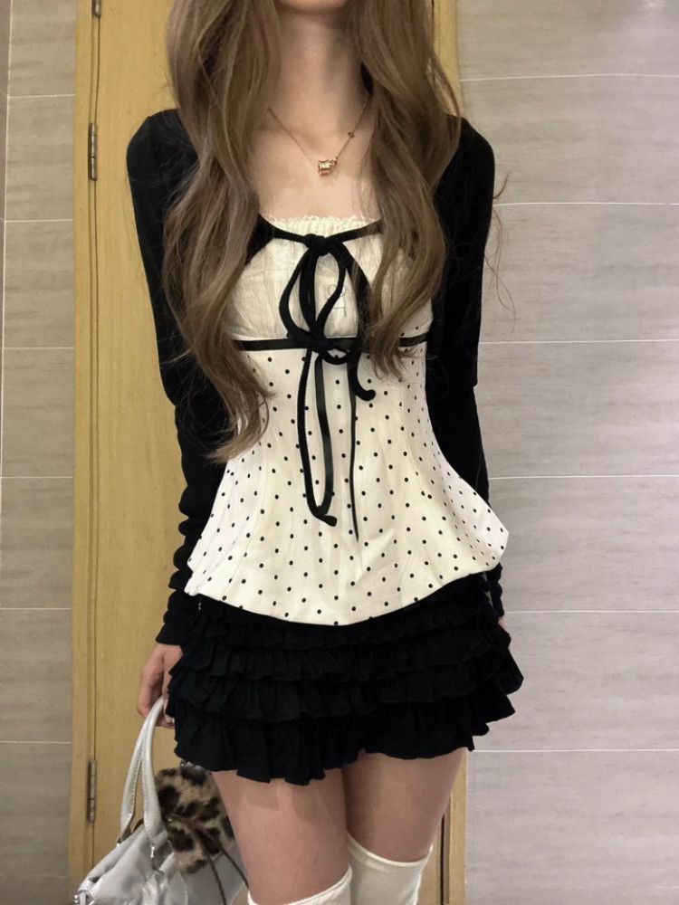 ชุดแฟชั่นเกาหลีลายจุดผ้าลูกไม้ - Cami Top Lace บทวิจารณ์และราคา