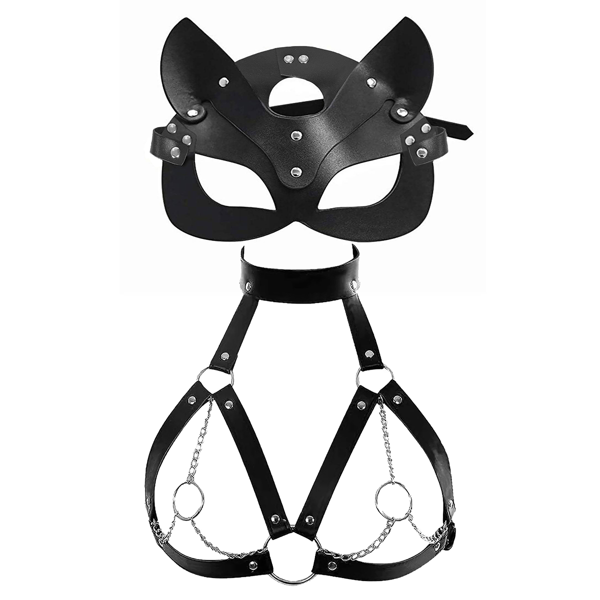 หน้ากากหนัง PU สำหรับผู้หญิง ส - Garter Belt Set บทวิจารณ์และราคา