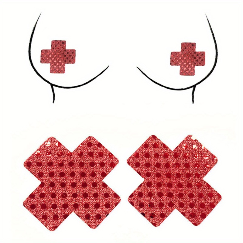 แผ่นปิดจุกนมลายกากบาทสีแดง กัน - Nipple Cover Pasties บทวิจารณ์และราคา