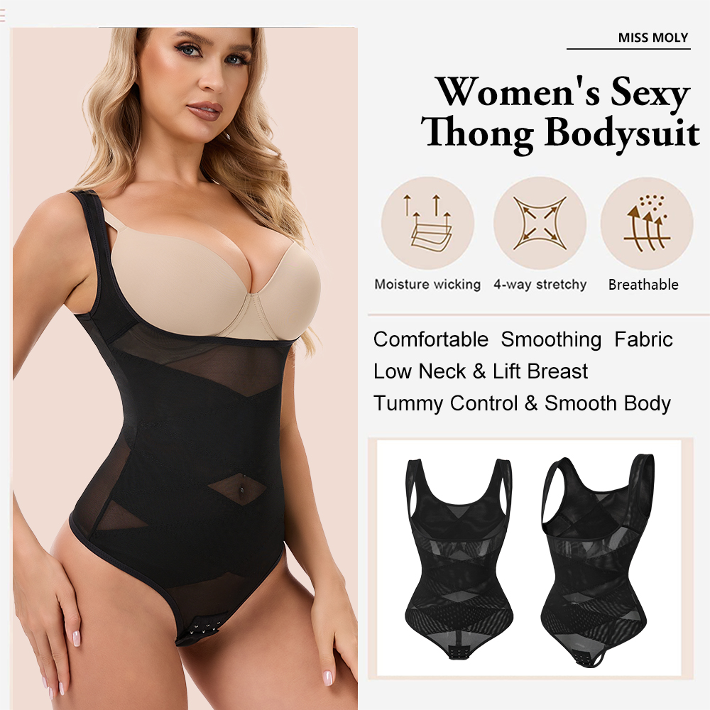 ตาข่าย Thongs ชุดบอดี้สูท Shap - Shapewear Bodysuit Firm บทวิจารณ์และราคา